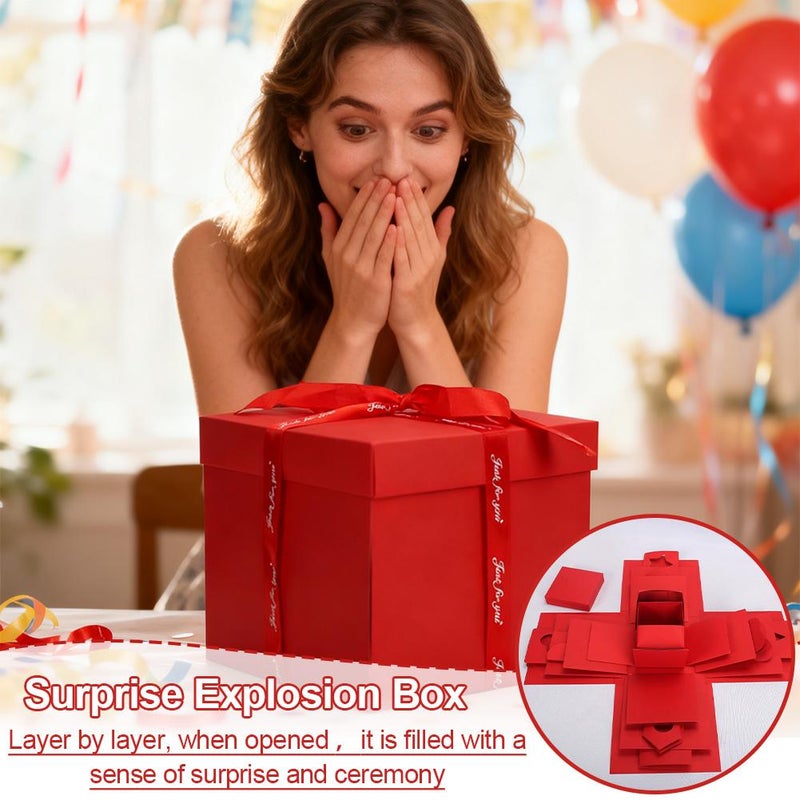 DIY Explosion Gift Box,5-Layer Explosion Gift Box,DIY Anniversary Snack Surprise with Empty E-xplosion B-ox,Scrapbooking B-ox,Multi Layer D-IY Photos G-ift for Anniversary,Birthday,Valentine's Day - Image 2